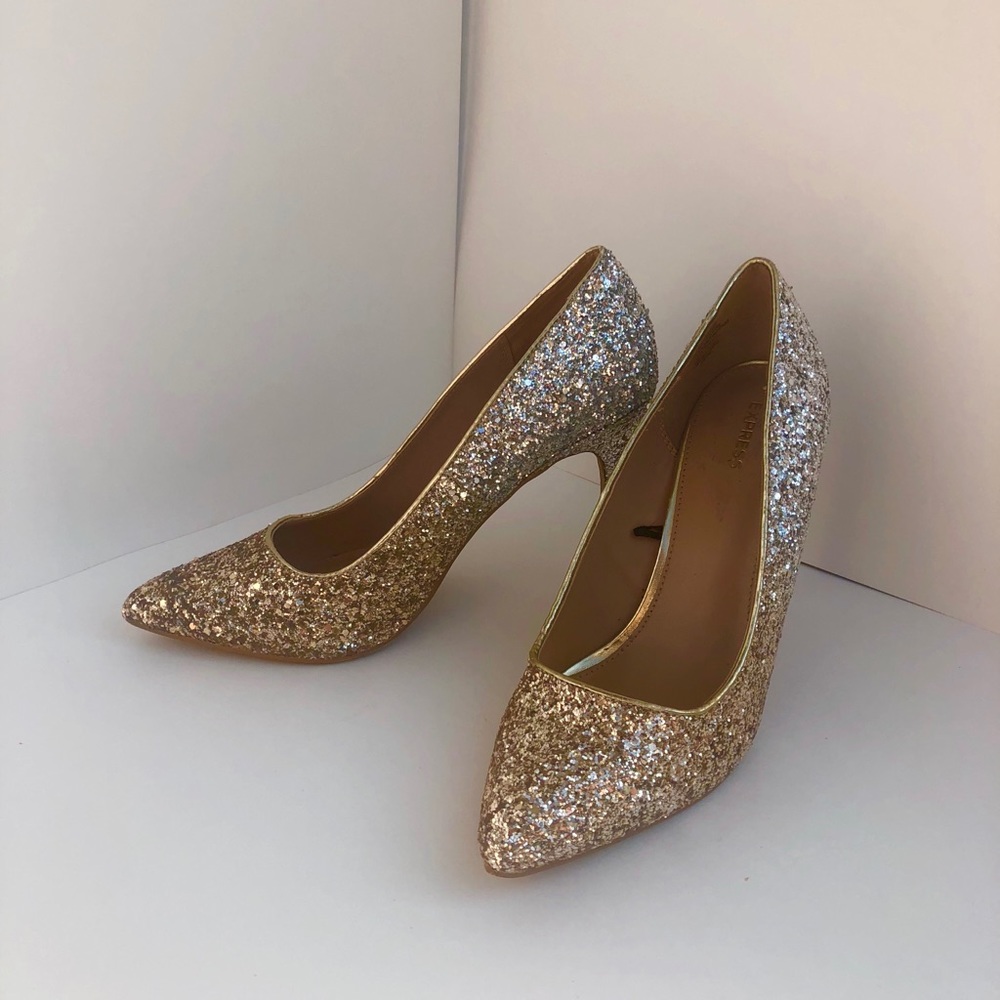 Express Glitter Ombré Prom Heels